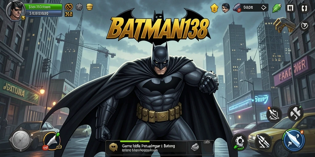 Screenshot utama BATMAN138 menunjukkan Batman bertempur dalam mode Idle.
