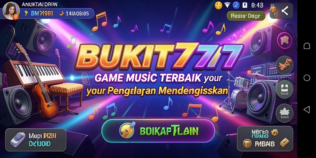 Tampilan gameplay BUKIT777 dengan fitur penjelajahan musik yang interaktif.