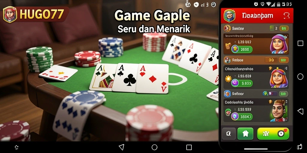 Tampilan gameplay HUGO77 yang mengasyikkan untuk bermain Gaple.