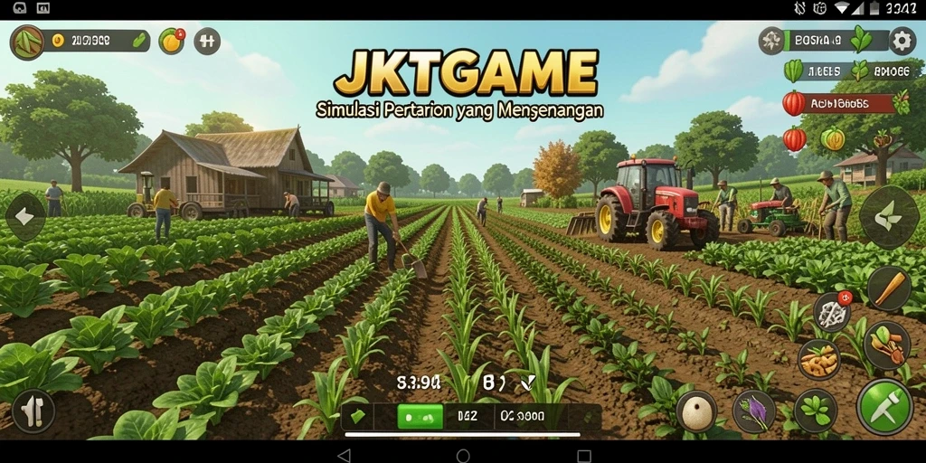 Tampilan gameplay menarik dari JKTGAME dengan aktivitas bertani yang seru.