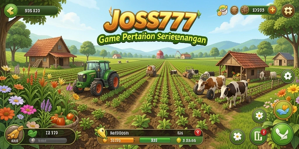 Screenshot menunjukkan aktivitas bertani seru di JOSS777.