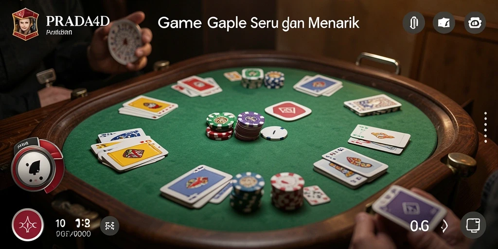 Tampilan gameplay seru PRADA4D saat bermain Gaple bersama teman.