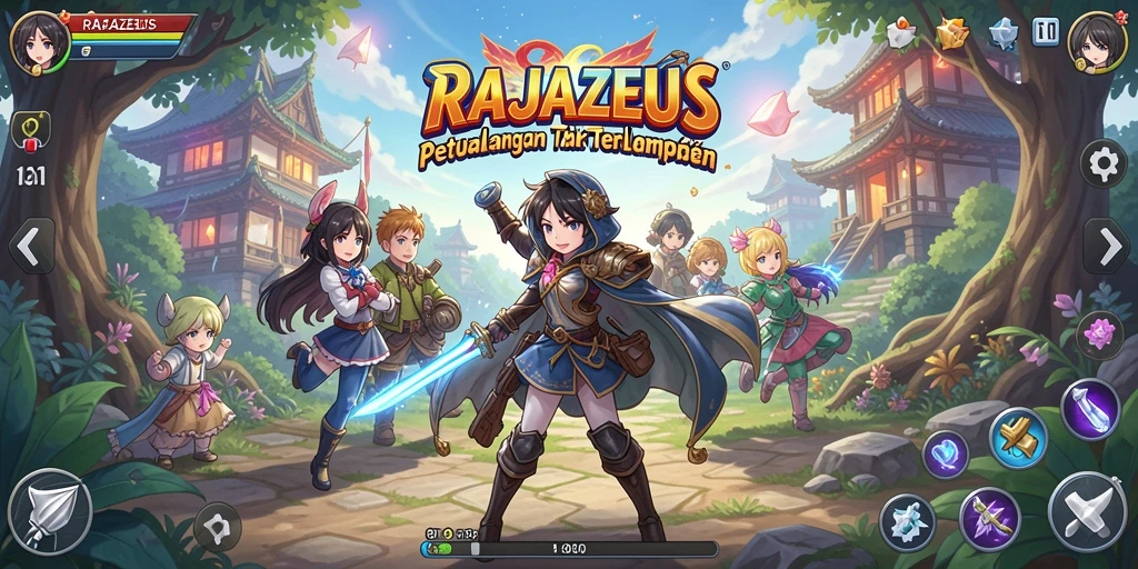 Tangkapan layar RAJAZEUS menampilkan pertarungan epik karakter Anime.