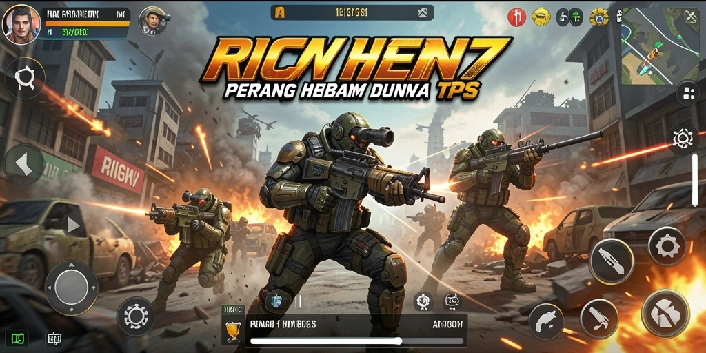 Screenshot utama RICH7 menampilkan aksi mendebarkan dalam gameplay TPS.
