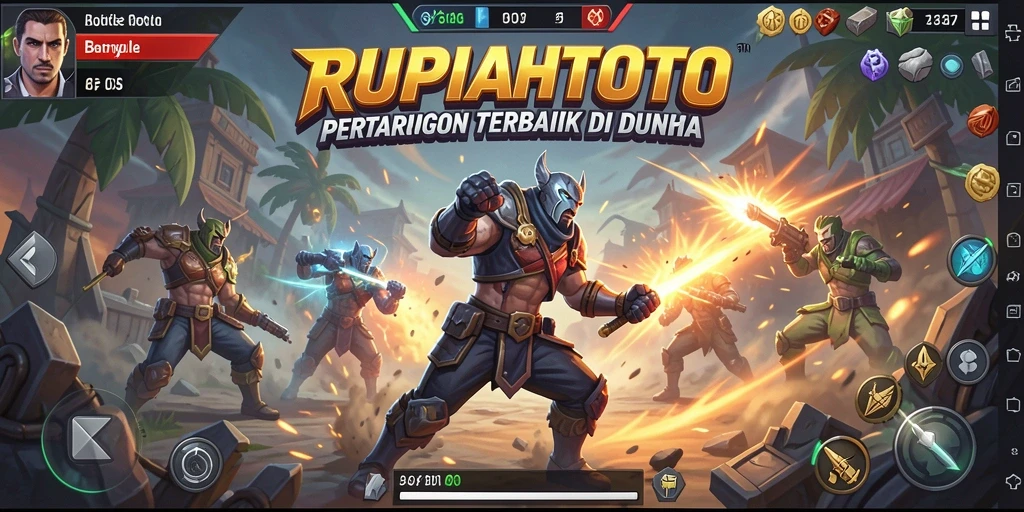 Tangkapan layar RUPIAHTOTO menampilkan aksi seru dalam pertempuran Battle Royale.
