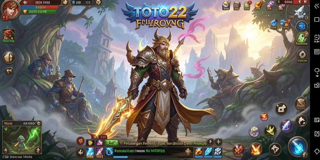 Tangkapan layar utama TOTO22 menampilkan aksi seru dalam gameplay MMORPG.